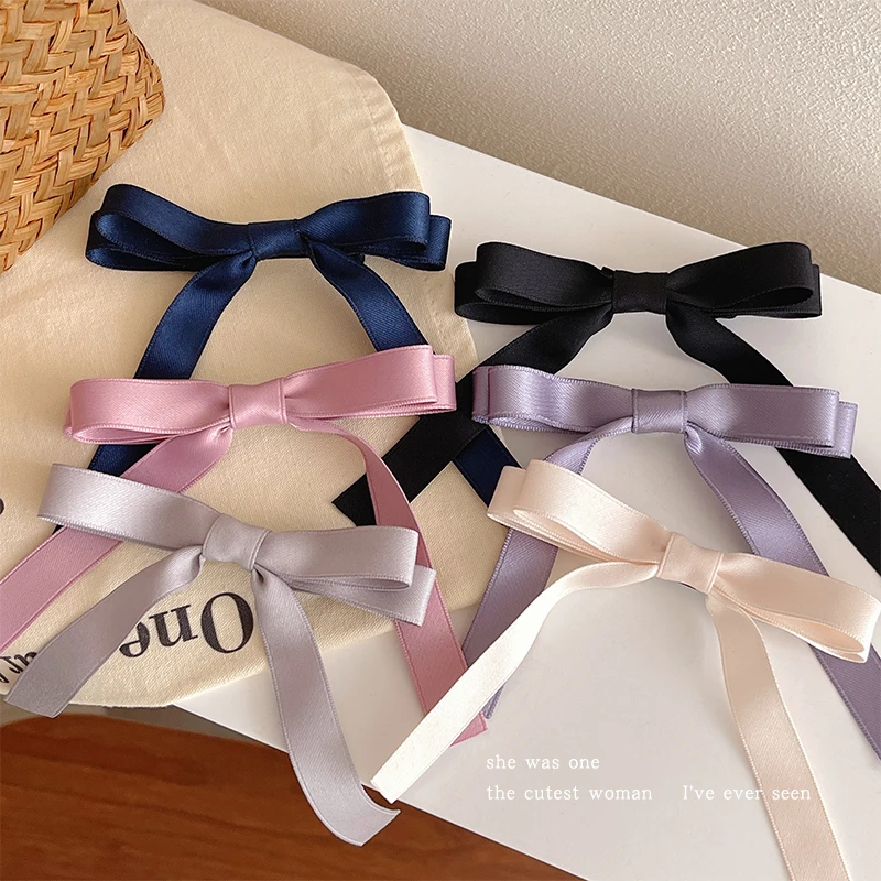 黑色蝴蝶结丝带小发夹女一字夹发卡网红可爱头饰鸭嘴夹子甜美发饰