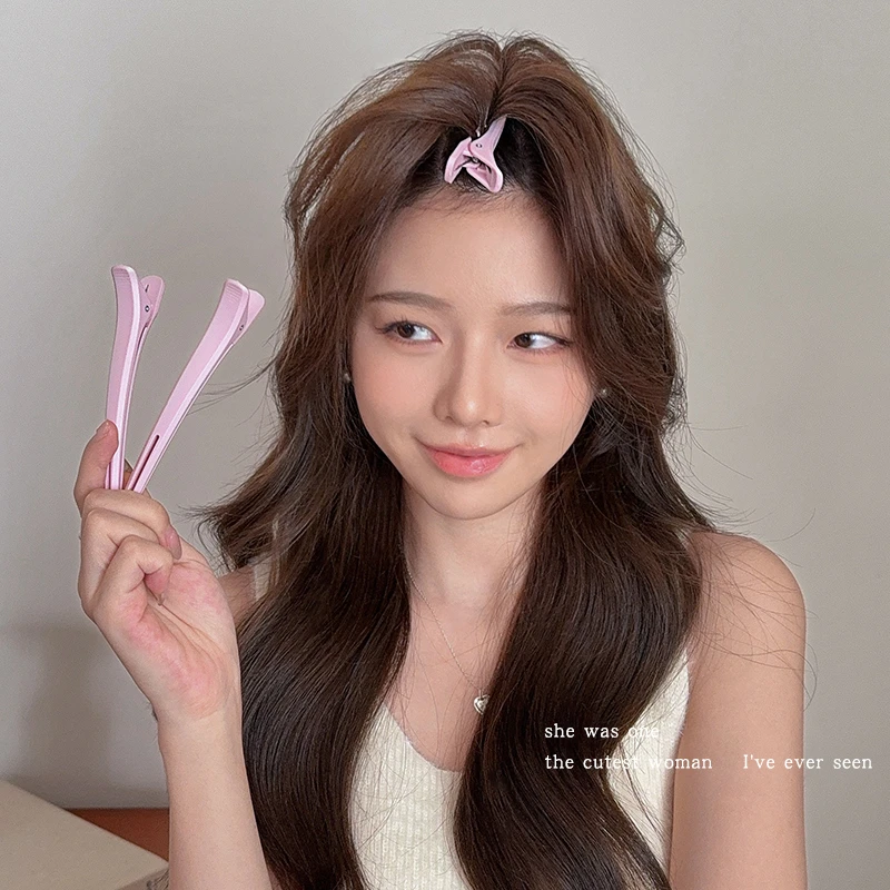 3个装~彩色头发蓬松发夹女化妆夹刘海固定夹发卡一字夹无痕鸭嘴夹