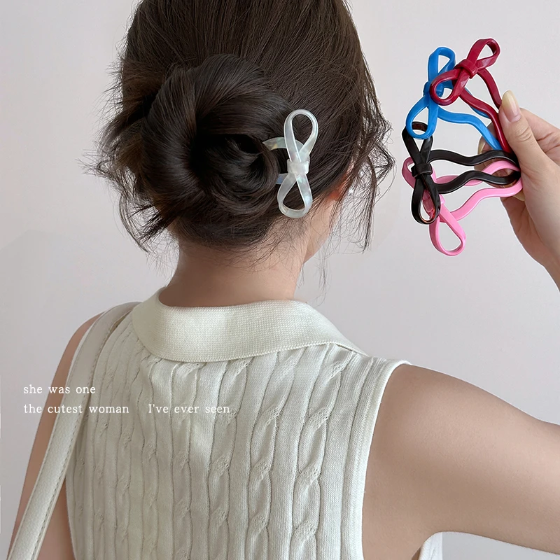 醋酸蝴蝶结飘带U型盘发簪神器丸子头发钗 高级感簪子甜美发卡头饰