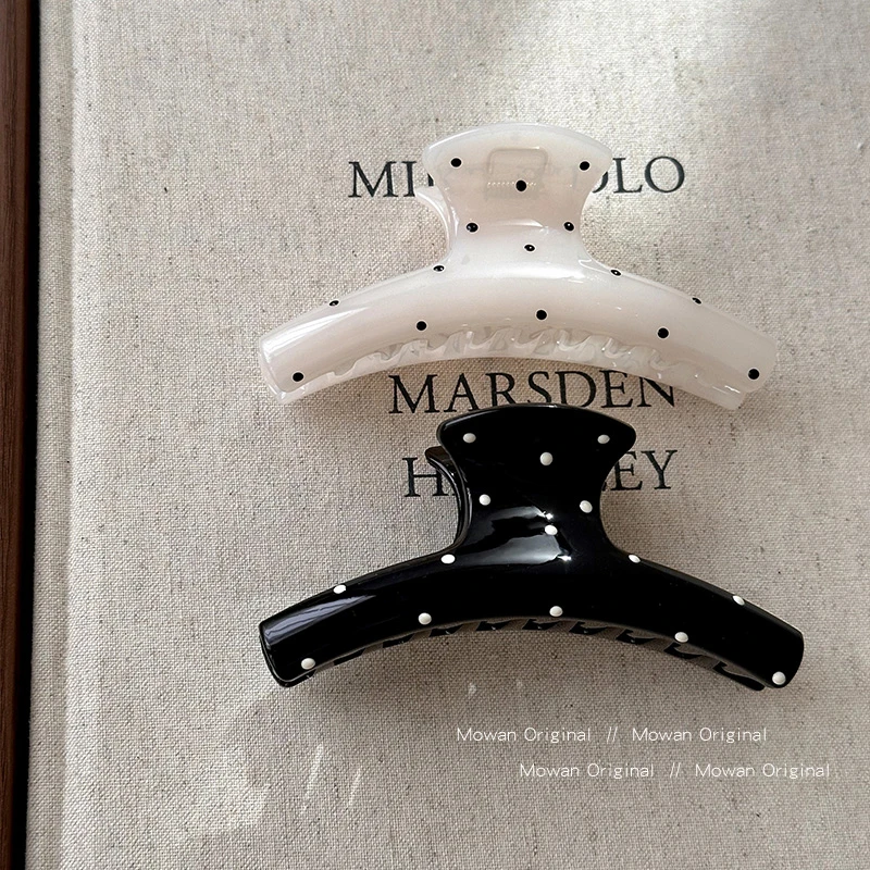 法式波点抓夹女高级感后脑勺盘发鲨鱼夹2025新款发夹高端发卡头饰