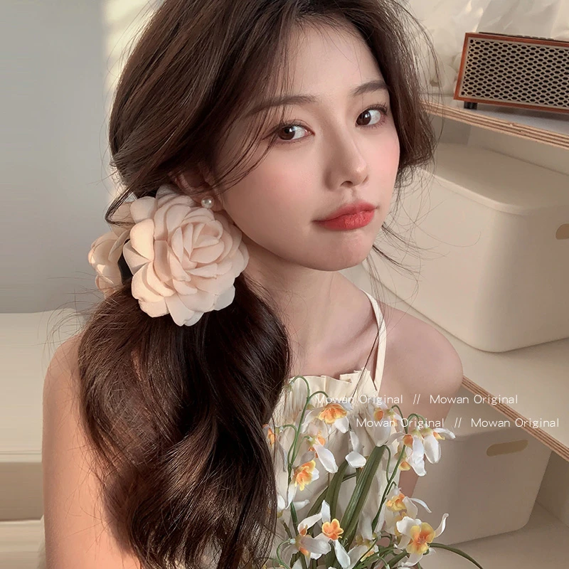 玫瑰花抓夹可爱大花朵氛围感发夹女2025新款拍照发饰高级感鲨鱼夹
