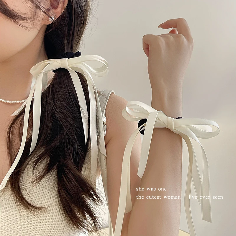 芭蕾风法式蝴蝶结丝带绑发飘带发绳发带甜美扎双马尾发圈新款头绳