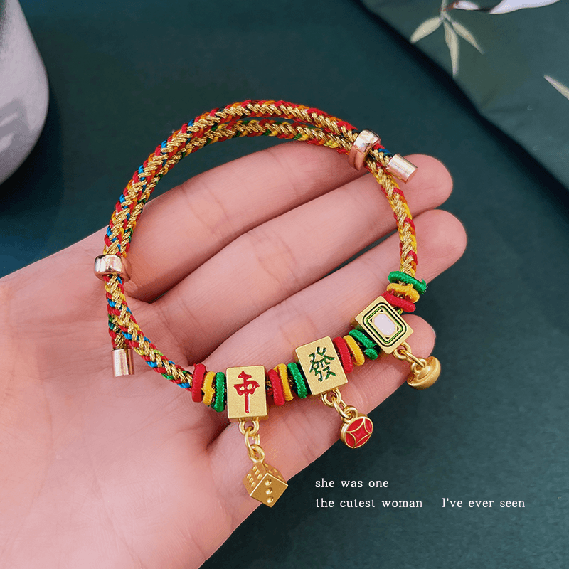铜合金锦纶手链 2024新款五彩绳手链女 手工编织红绳可爱情侣手绳