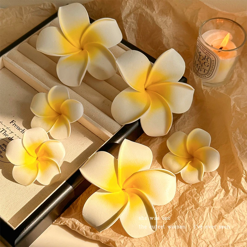 鸡蛋花发夹女头饰前额碎发夹海边度假拍照发饰刘海侧边夹鸭嘴夹子