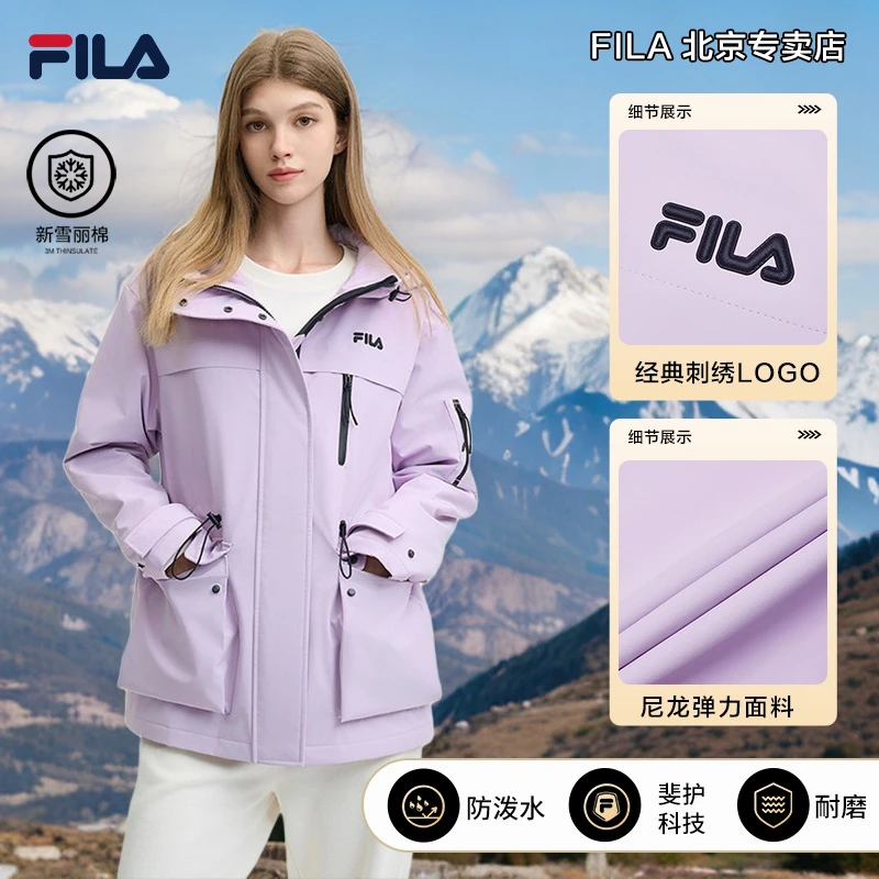 双11狂欢购Fila/斐乐女装冬季经典款保暖新雪丽棉服斐护科技宽松