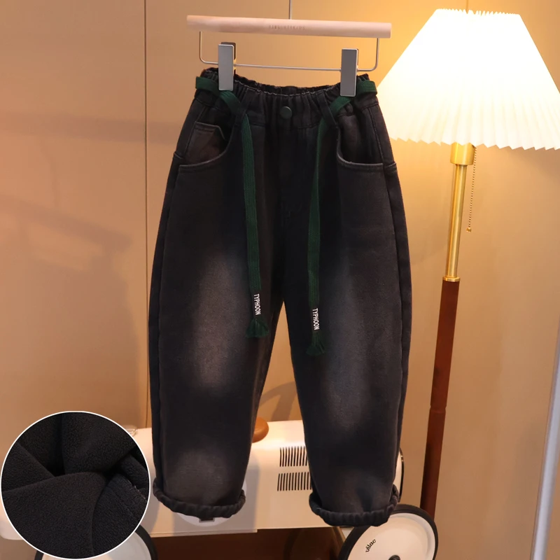 【现货】男童纳米牛仔裤加绒复古秋冬装中大儿童童装G5029.