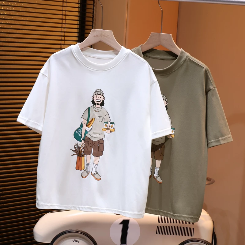 【 现货】男童夏季圆领T恤半袖短袖汗衫2024新款中大儿童潮流G5259