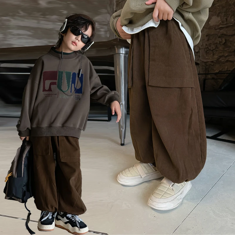 【现货】男童秋装休闲阔版裤子洋气2023儿童潮韩范童装宽松潮G5002