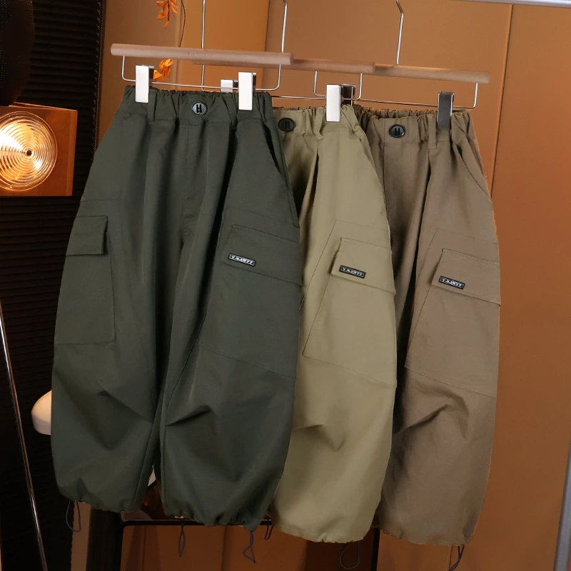 【现货】男童加绒 工装裤百搭宽松裤秋冬款中大童洋气潮流C2442