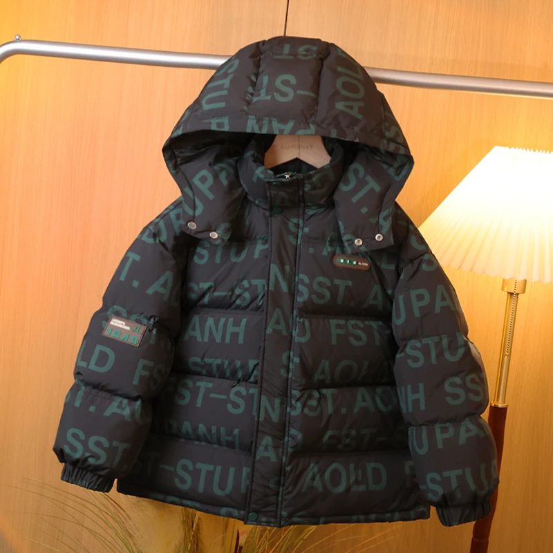 班贝纳 现货【免洗羽绒服】男童字母连帽90白鸭绒国标冬装潮C1443.