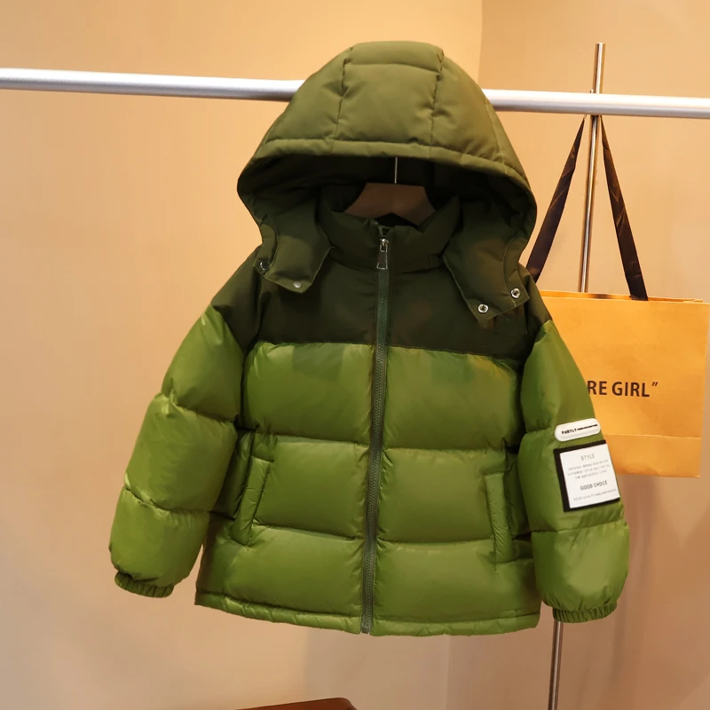 现货【90白鸭绒羽绒服】儿童连帽冬装新款中大童百搭D7019