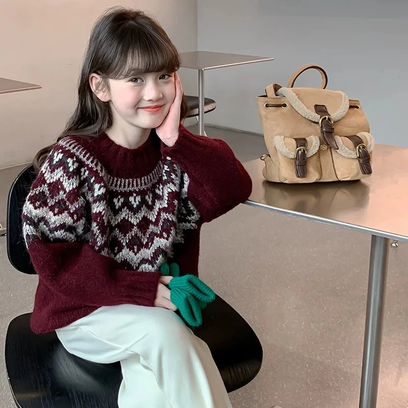 【亲子装】女童毛衣秋冬装2024新款中大童韩版加厚打底针织衫上衣