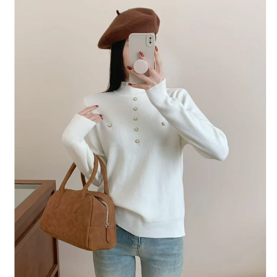 半高领套头针织打底衫2403/013