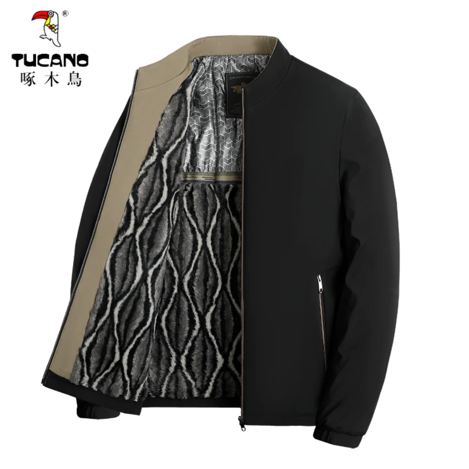 TUCANO/啄木鳥【黑金加绒】冬季棉衣外套男休闲商务加绒保暖棉服男