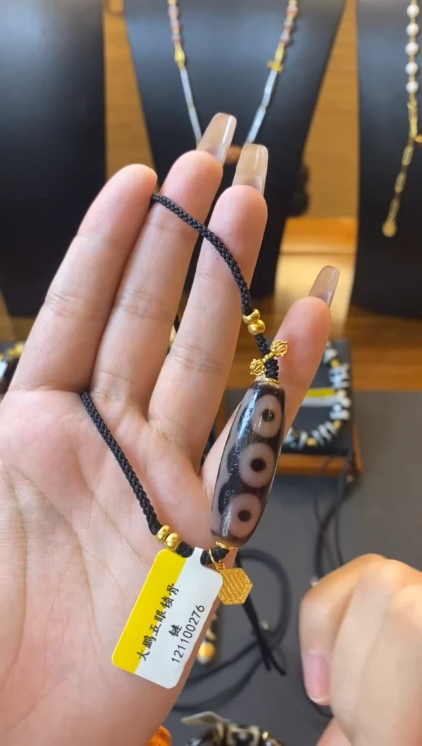 【闪购商品】玛瑙/玉髓颈饰银S925镶嵌Q22252多样性大P五眼锁骨链