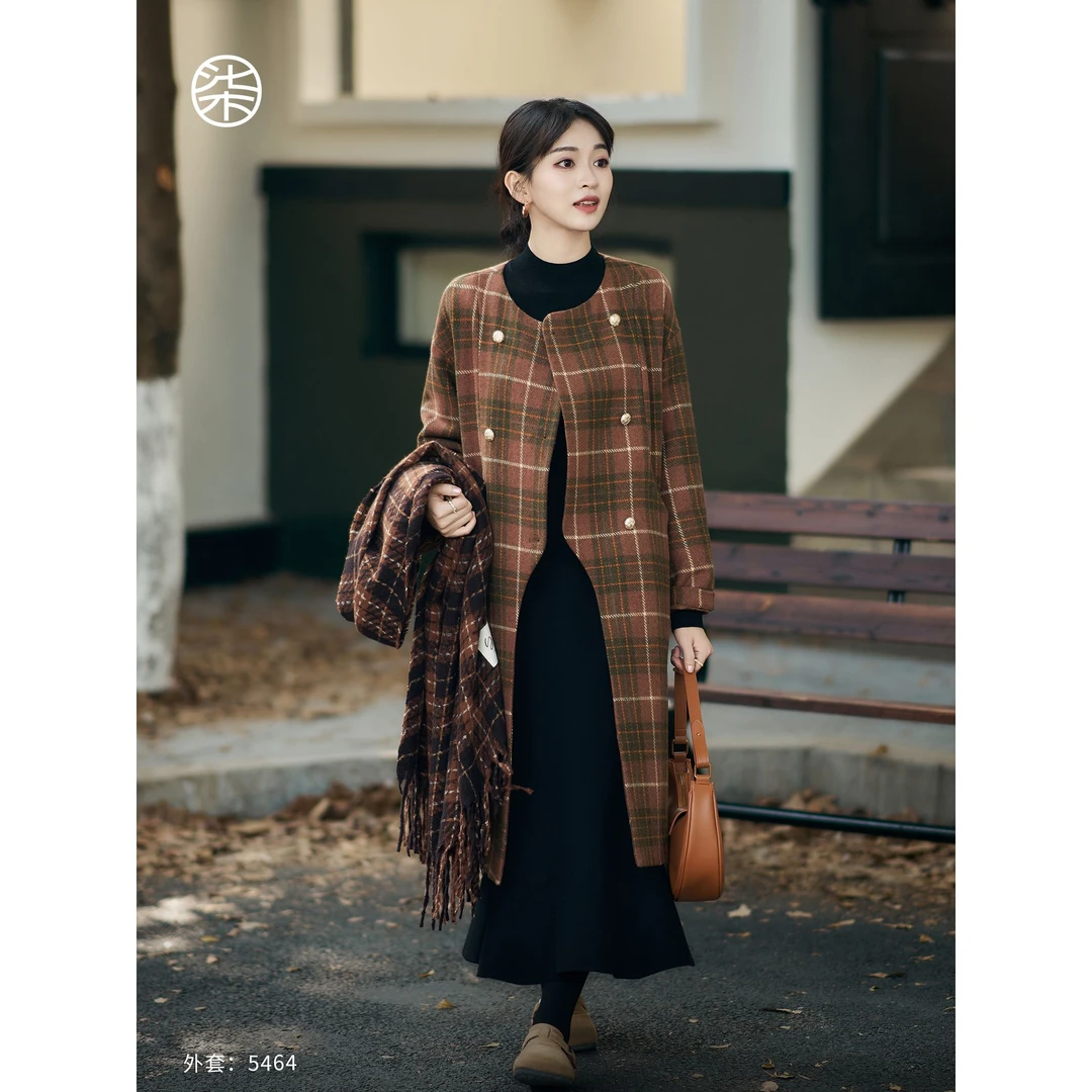 【大柒】【苏格大衣】5464柒量一裁小个子羊毛+加棉里布格纹毛呢外套