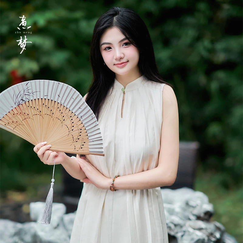 2790小个子新中式直筒无袖连衣裙女裙子煮梦
