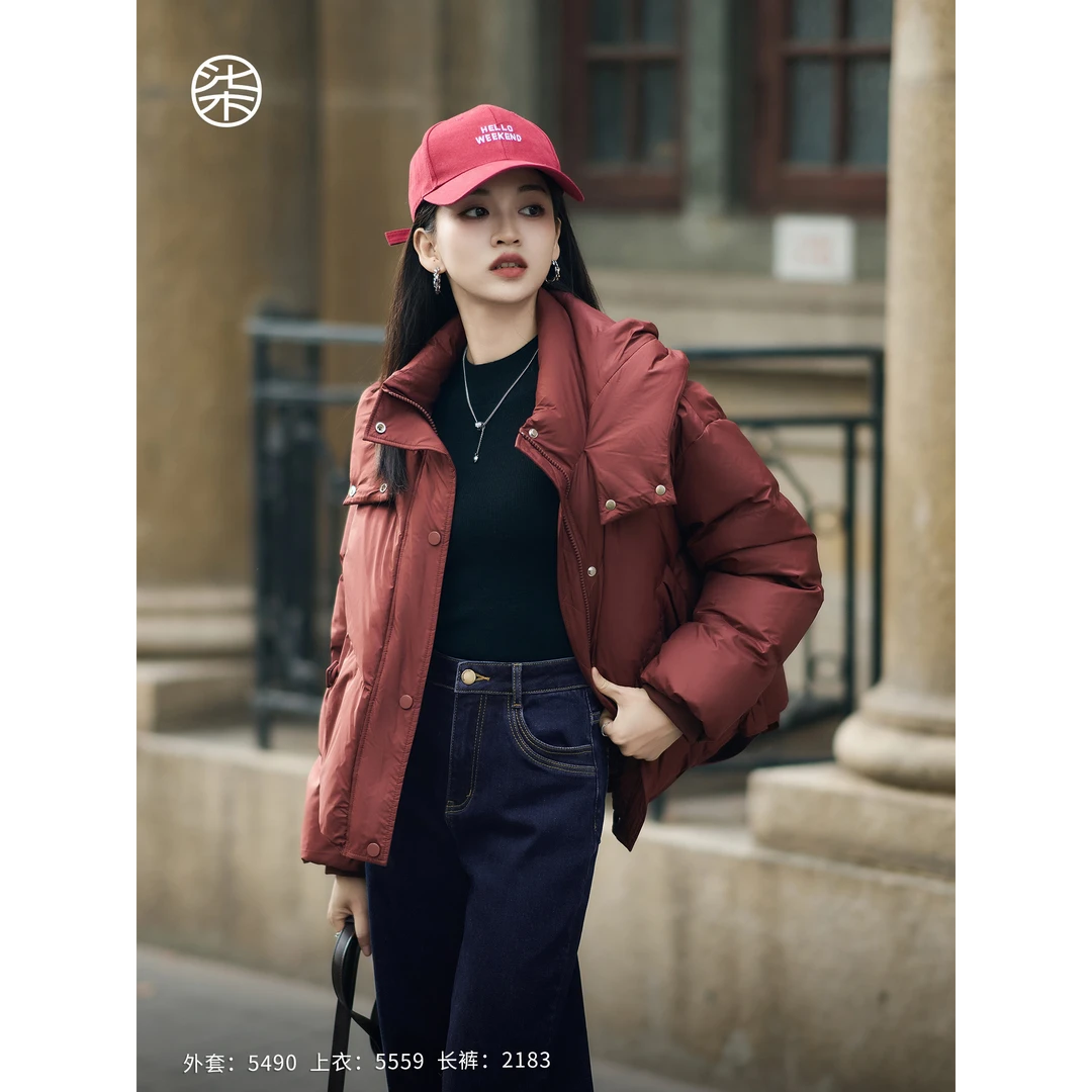【柒量一裁】5490小个子安可拉红内里口袋加绒棉服冬季外套短款棉袄