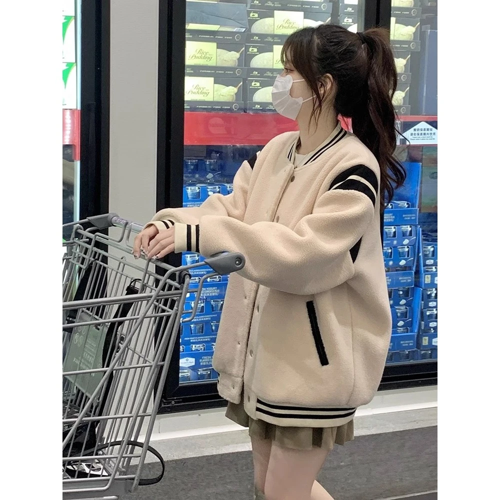 冬季学院风外套棒球服女冬季韩系加厚冬季初冬2024新款冬日穿搭