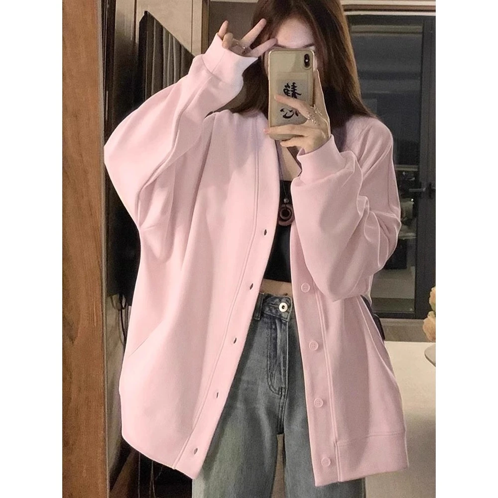 粉色棒球服女卫衣开衫早春外套女款春季2025新款初春修身显瘦外套