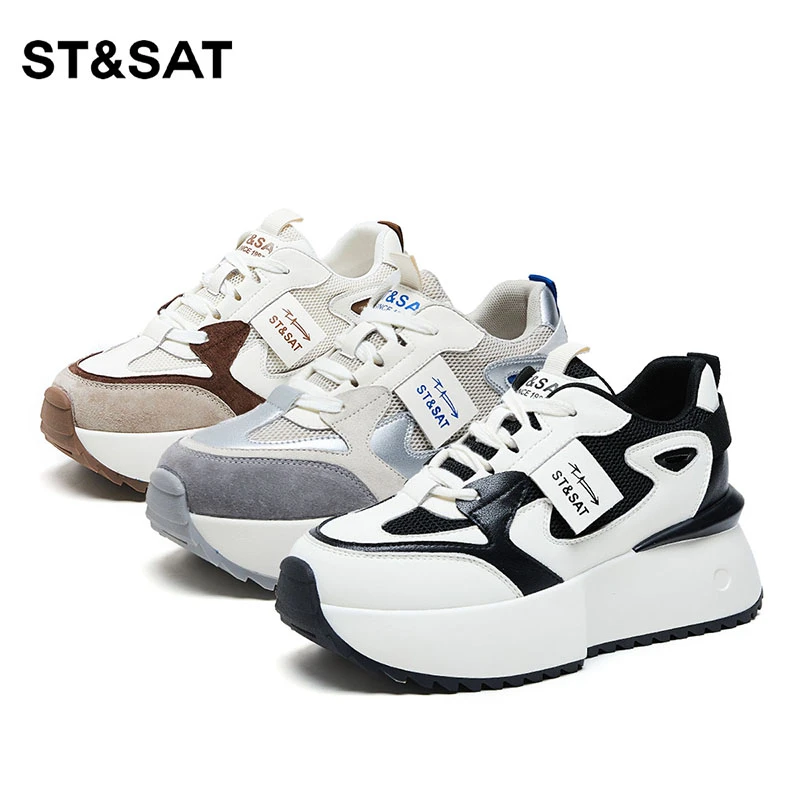 St&Sat/星期六【7cm增高】厚底网面老爹鞋秋运动休闲女鞋百搭时尚