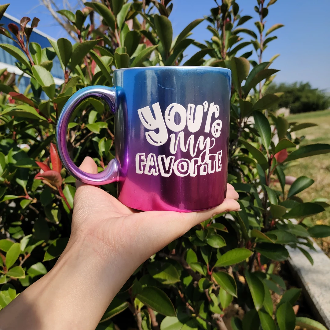 外贸尾单炻瓷马克杯电镀陶瓷复古告白马克杯