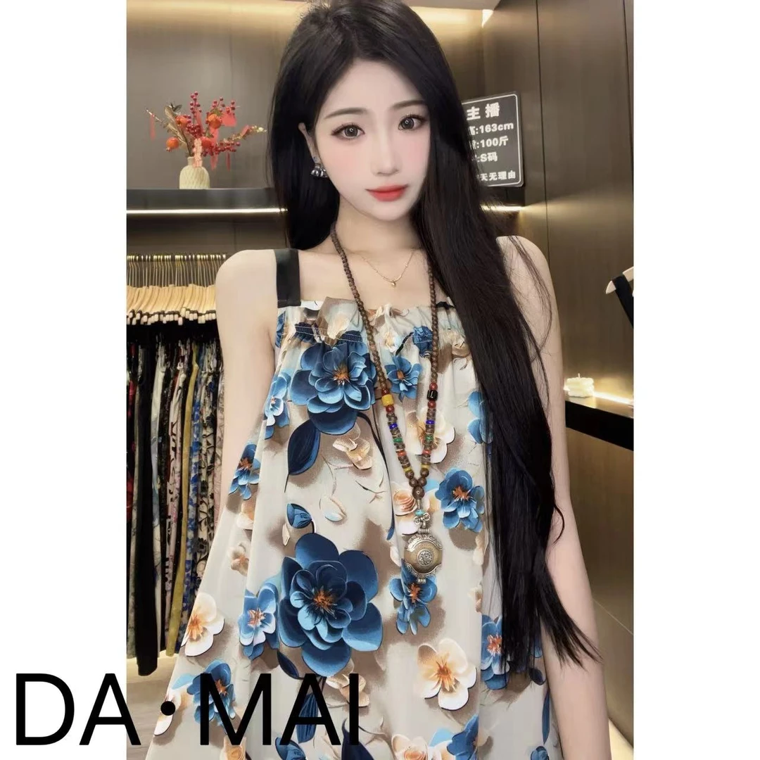 DA.MAI-8551#2025女款轻奢宽松长裙春夏缎料无袖气质时尚连衣裙