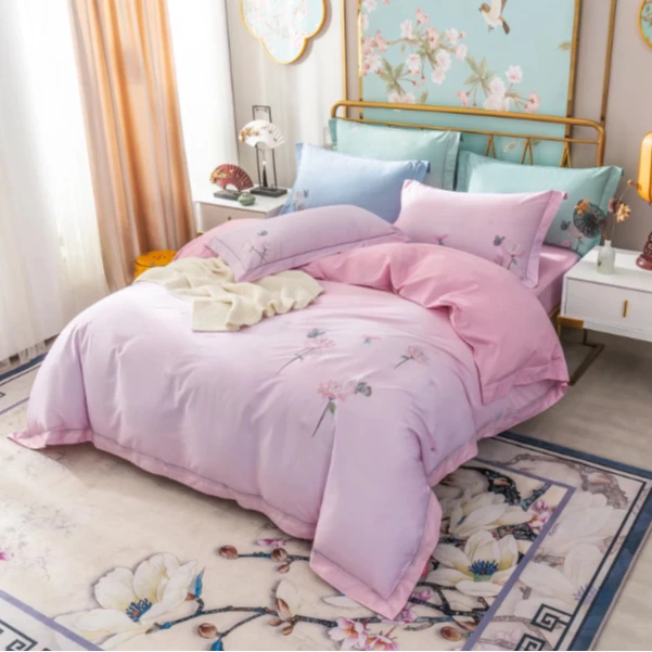 长绒棉绣花印花高档时尚床上用品家纺四件套-露华浓