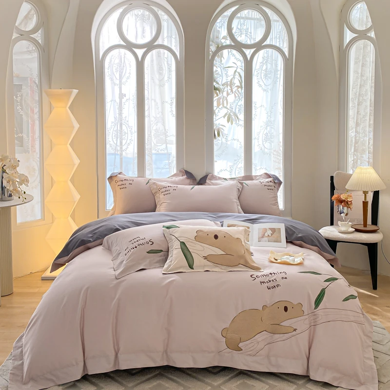 风笛和樱桃树家纺床上用品四件套轻奢绣花