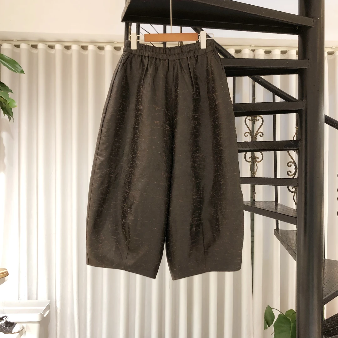 复古龟裂纹新款哈伦裤阔腿裤