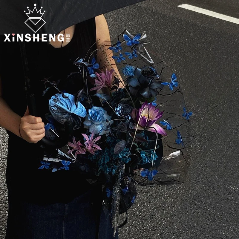 芯苼 七彩蝴蝶纱花束包花纱手工花艺diy礼物包装材料鲜花网纱资材