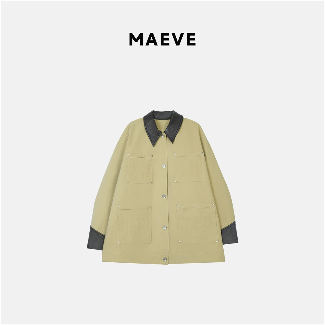 美仁MAEVE【一手长外套】美式复古酷飒机车夹克外套MR24325