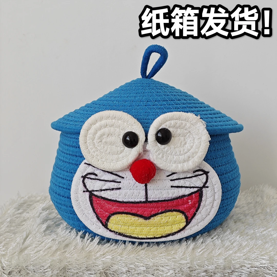蓝胖子蛋形筐哆啦a梦小叮当桌面收纳卡通创意收纳筐家用收纳盒