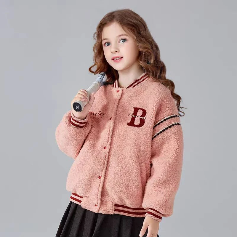 笛莎休闲外套新款中大童时尚针织球服洋气女童冬季