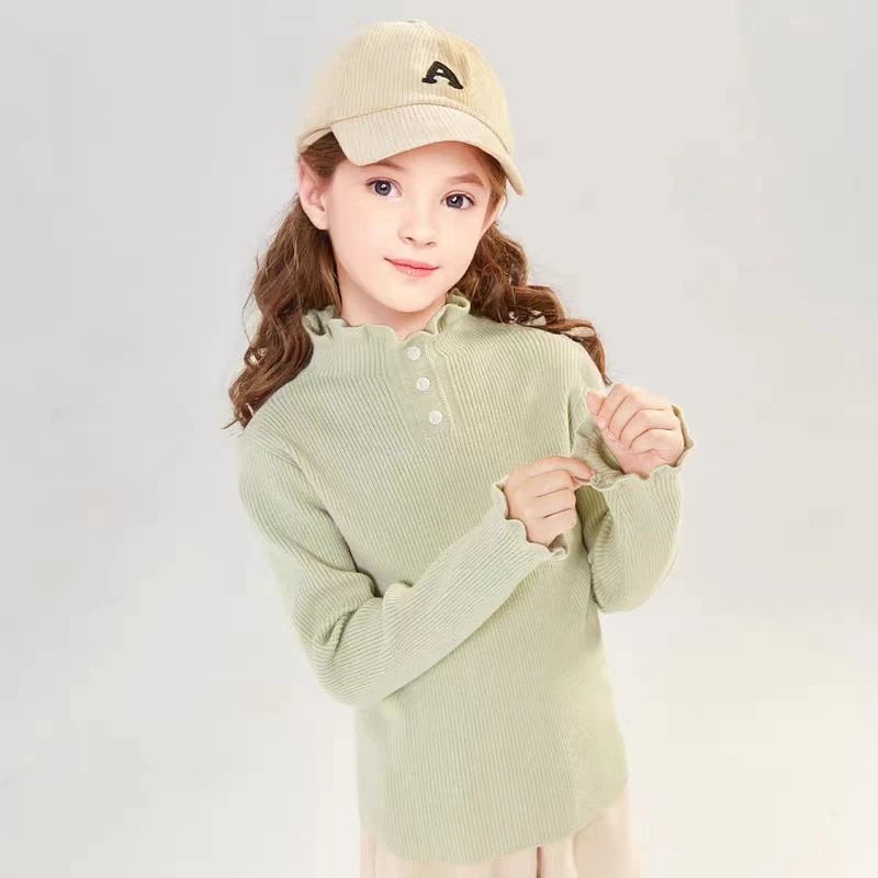 DEESHA/笛莎洋气毛衣打底衫2024新款时尚百搭花苞领毛衫女童秋季