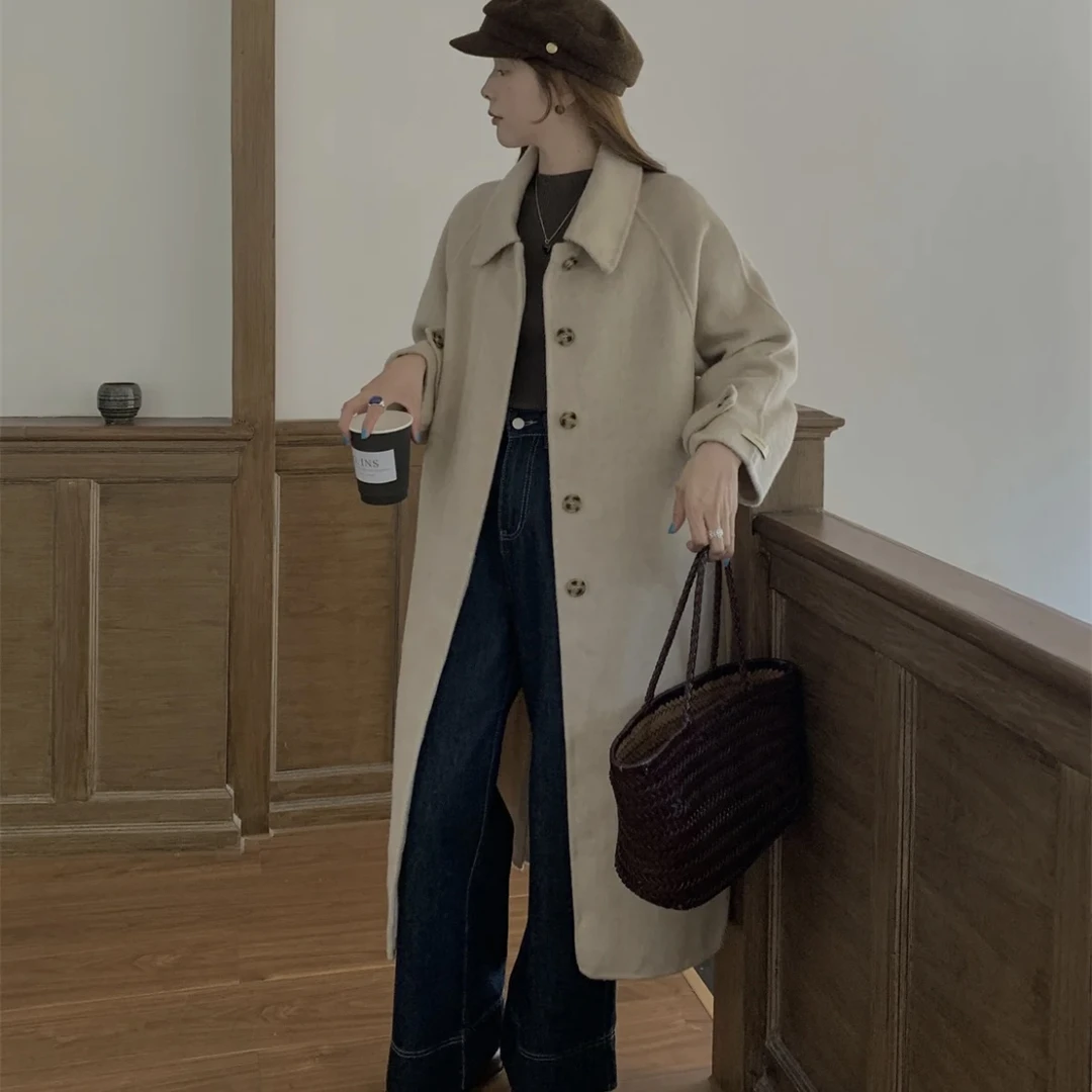 可可棕苏里 25max翻领双面羊毛长款秋冬新款女士气质设计师双面呢