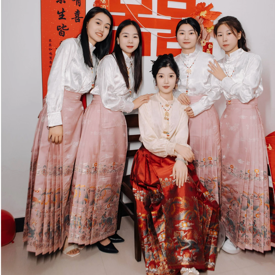 新中式国风云肩上衣对襟衬衫配马面裙套装女秋季日常汉服2023新款