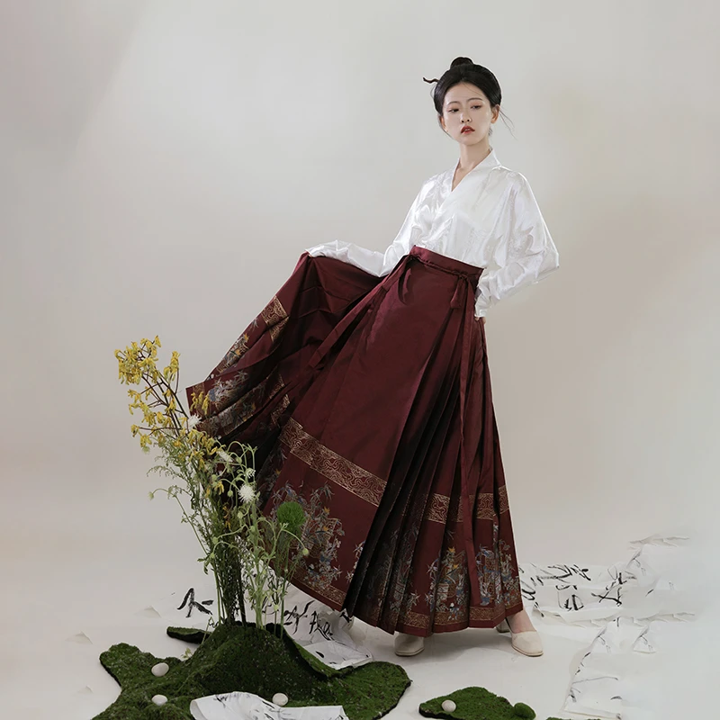 白堂制原创汉服明制妆花马面裙新中式织金国风女绸缎半身裙日常