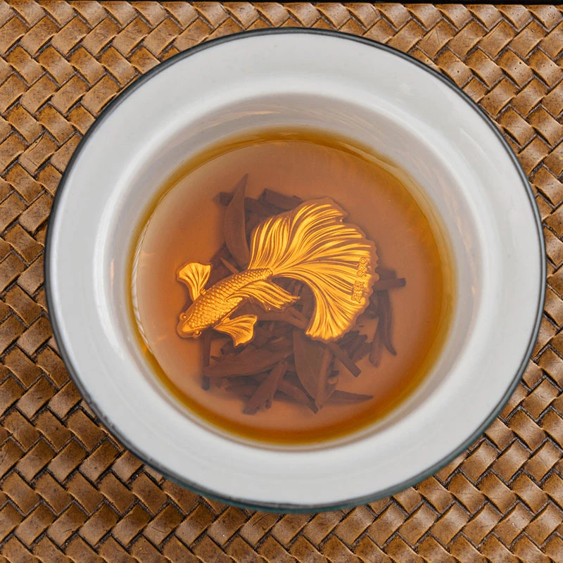 足银999银鲤鱼手工茶宠茶具个性茶道摆件银壶茶道配件煮茶烧水器