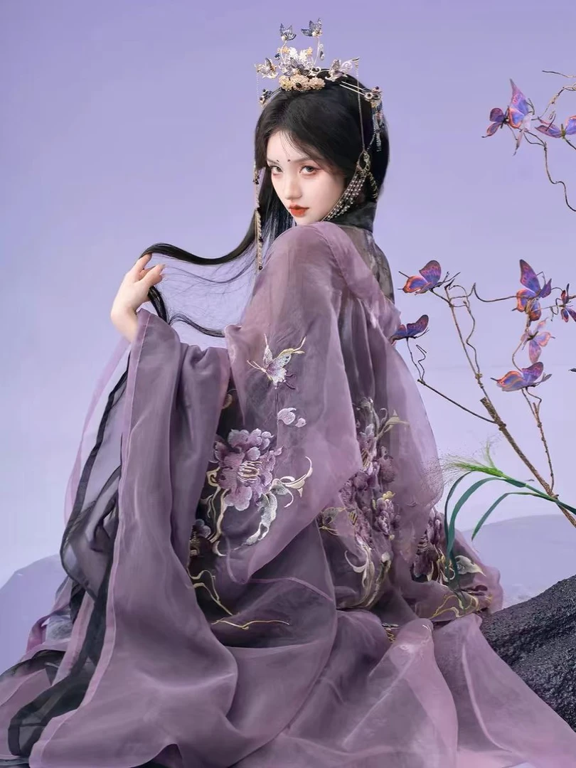 新款汉服女有香如故黑山茶原创唐制齐胸儒裙超仙刺绣大袖春夏套装
