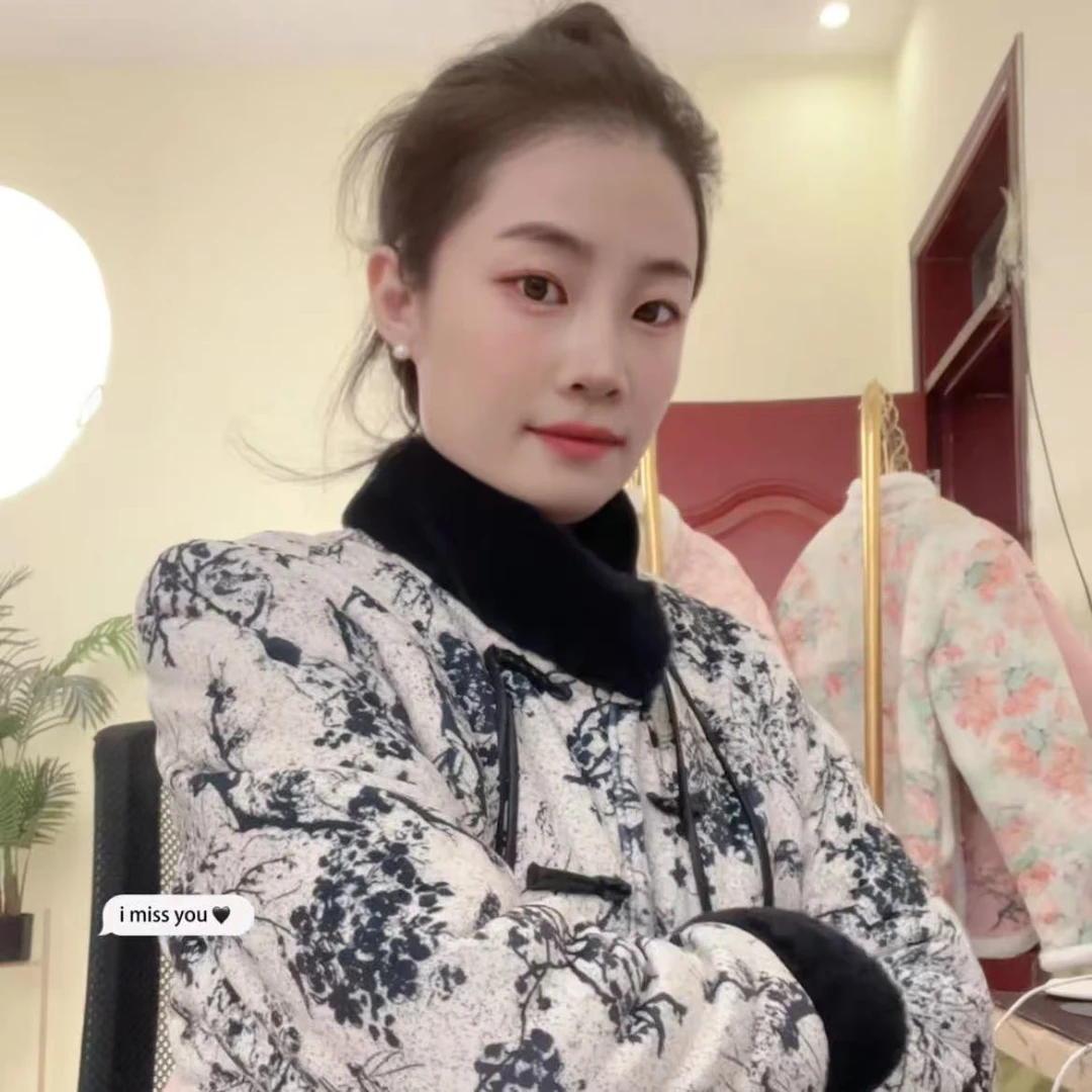 冬季加厚新中式国风花棉袄牛奶绒舒适柔软小花袄加绒御寒一件过冬