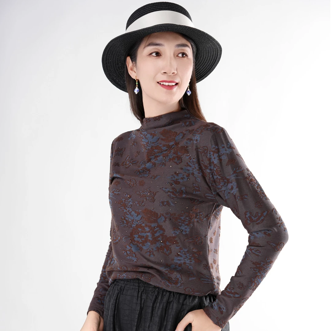 SMOKE REALIZATION/烟悟花色长袖打底衫高级遮肚子上衣