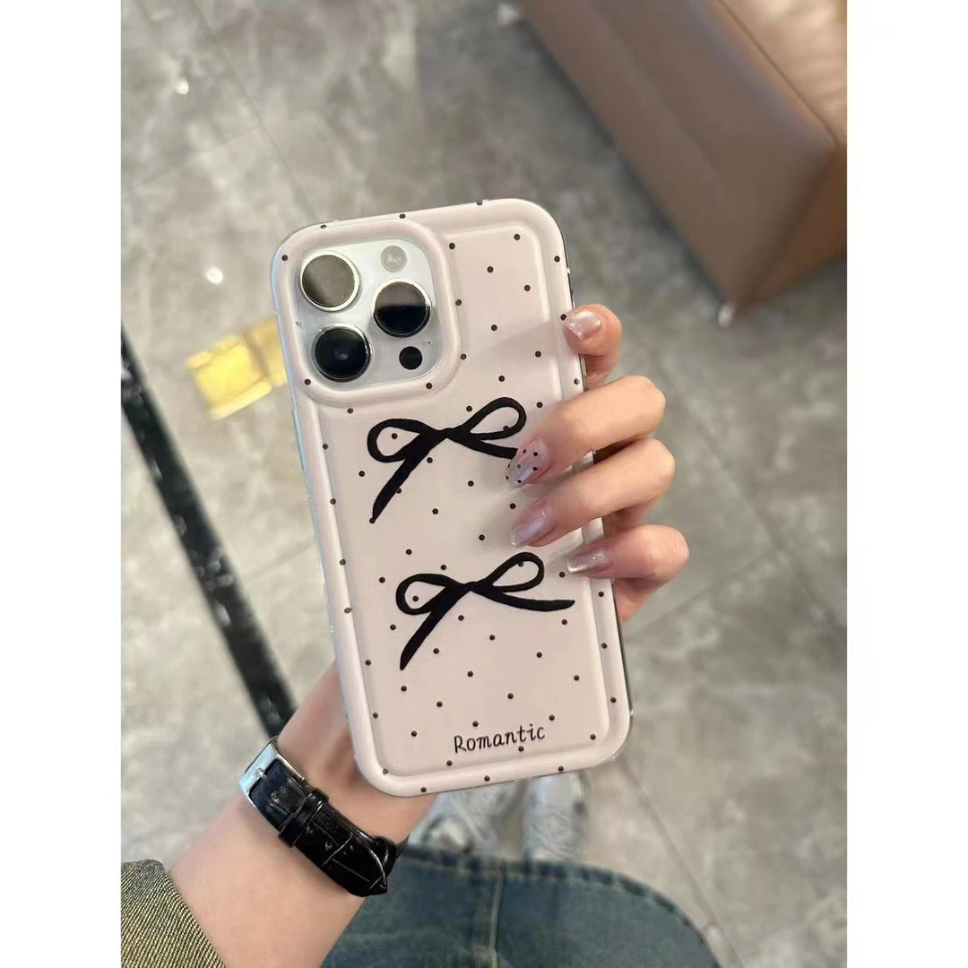 【六一专属】波点蝴蝶结手机壳iPhone15PRO大孔镜头气囊软壳苹果