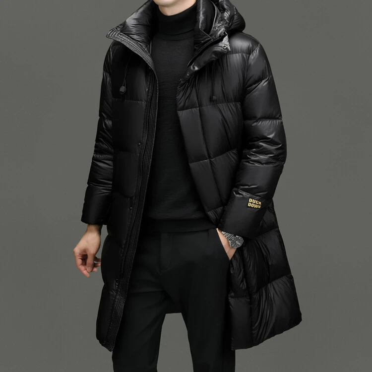 波司登蓬松保暖情侣款羽绒服冬季长款黑金加厚鸭绒外套高端防寒服
