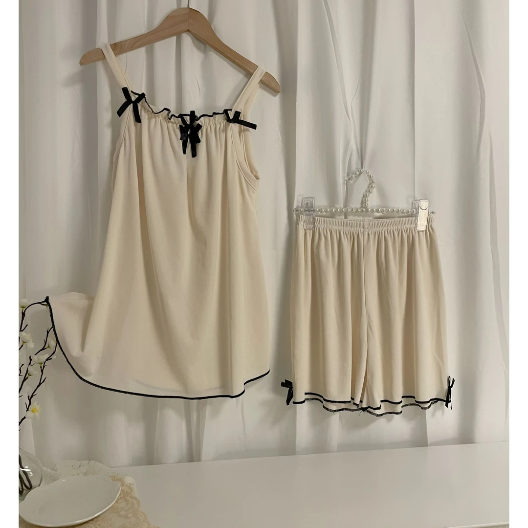 甜美睡衣女套装夏季薄款显瘦休闲宽松家居服百搭可外穿高级感冰丝