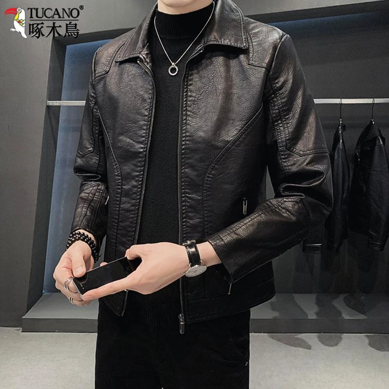 TUCANO/啄木鳥正品男士皮衣秋冬季新款皮夹克机车服加绒外套男款