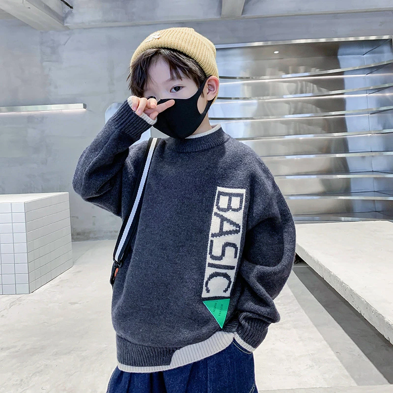 潮牌儿童毛衣冬季新款2023年韩版男童毛线衣男宝中大童针织衫冬装