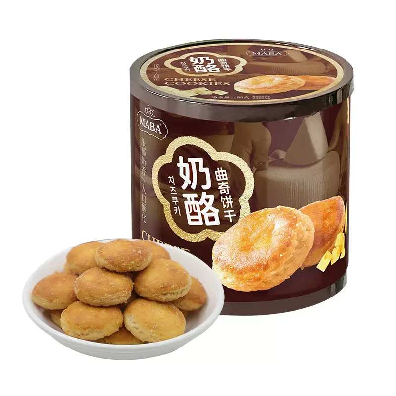 香港品牌MABA奶酪曲奇饼干188g休闲零食饼干【到手4罐】