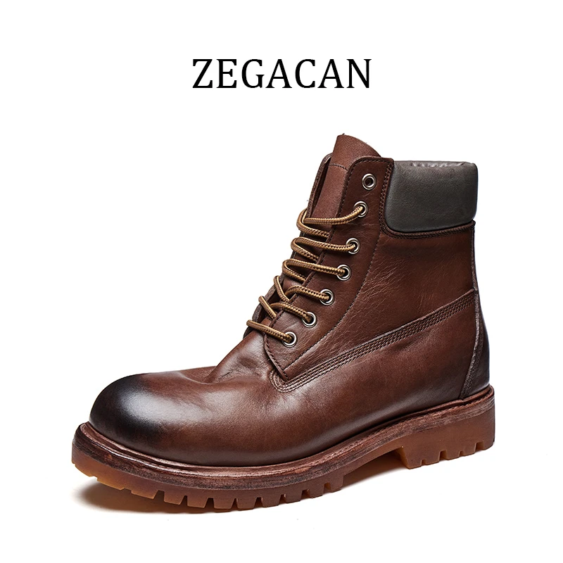 英伦风羊毛保暖短靴时尚潮流厚底大黄靴御寒做旧潮流男靴雪地靴男