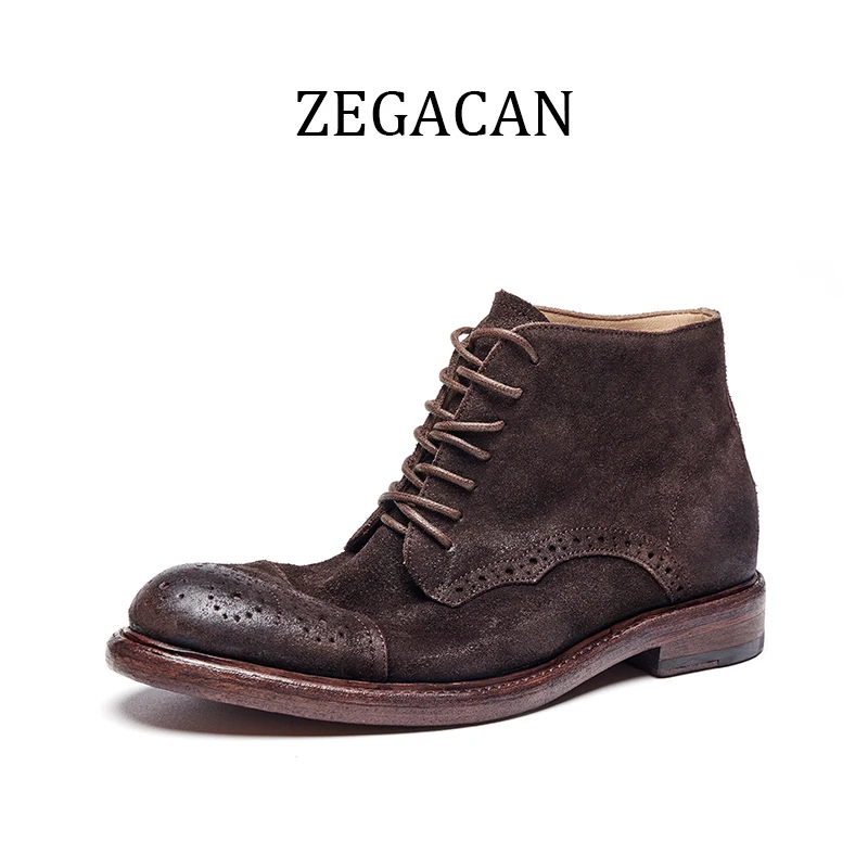 24秋冬新款牛臀皮高帮商务休闲时尚短靴系带男士皮底男靴马丁靴男